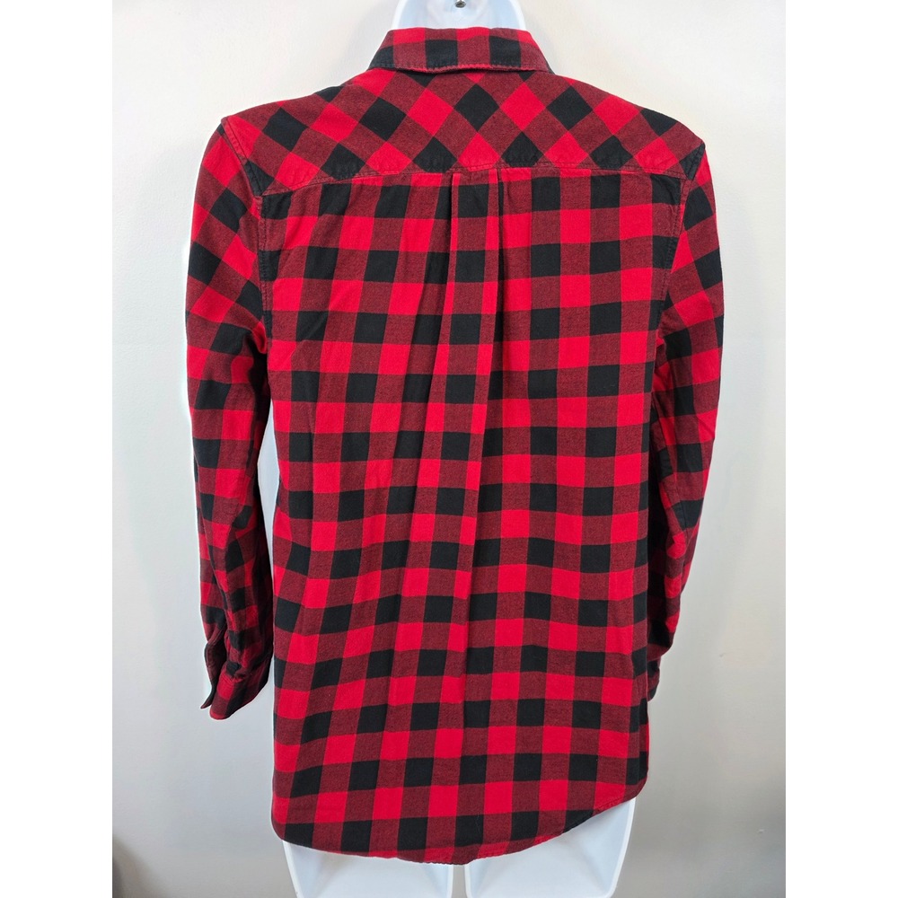 Eddie Bauer Women's XS Red Black Buffalo Plaid Flannel Shirt Long Sleeve /B60 - Picture 6 of 7